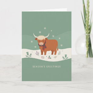 Carte de vœux de Noël Highland Cow Season's Greeti