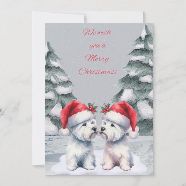 Carte de voeux de Noël hiver Westie (Devant)