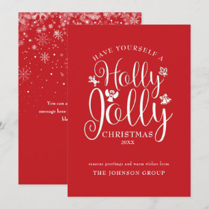 Carte de vœux de Noël Holly Jolly Script pour entr