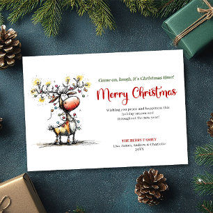 Carte de vœux de Noël humoristique à l'aquarelle r