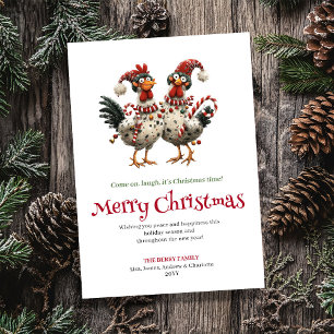 Carte de vœux de Noël humoristique poulets minimal