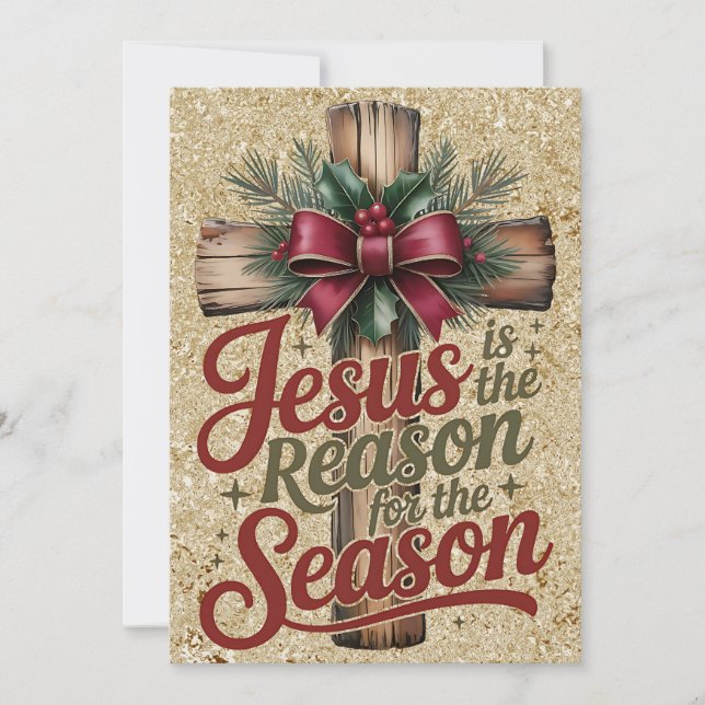 Carte de vœux de Noël Jésus raison de la saison (Devant)
