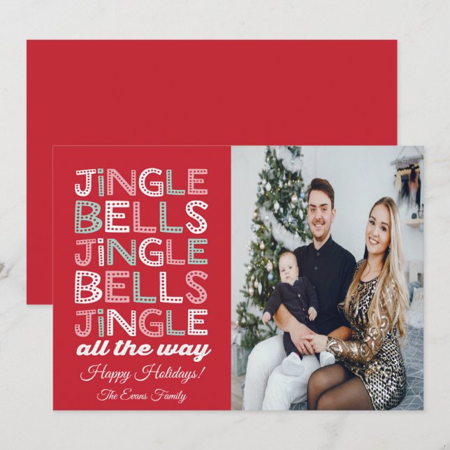Carte de voeux de Noël Jingle Bells (Devant / Derrière)