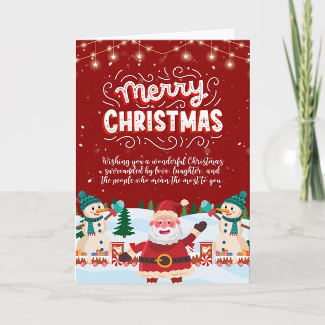 Carte de vœux de Noël joyeuse avec le Père Noël (Devant)