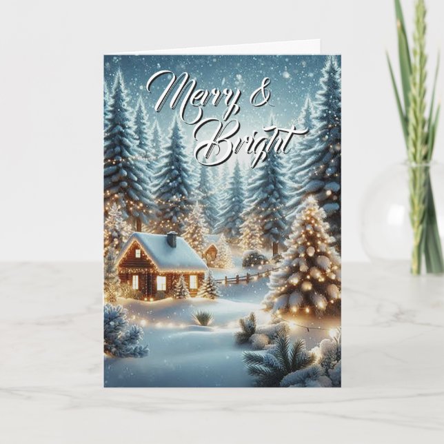 Carte de vœux de Noël Joyeuse & Lumineuse (Devant)