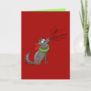 Carte de vœux de Noël Joyeuses Fêtes Loup Drôle