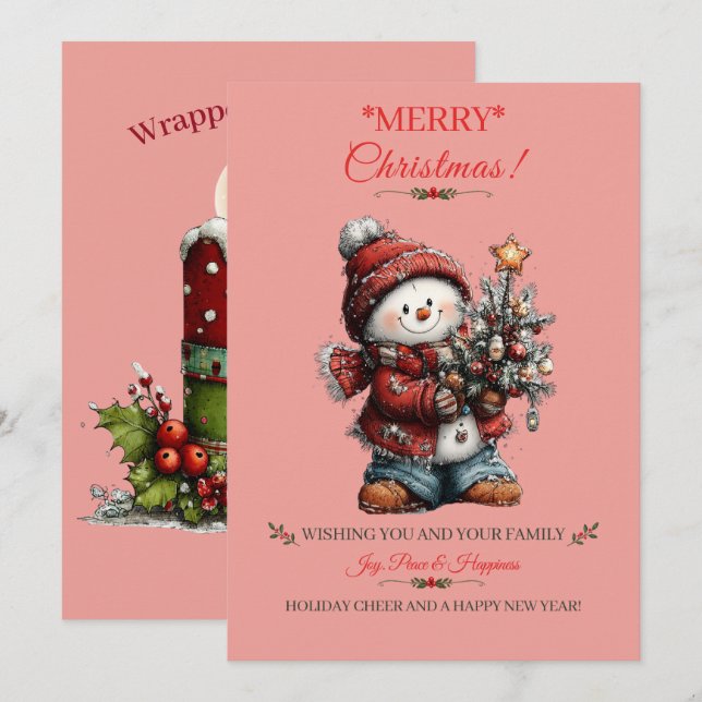 Carte de vœux de Noël joyeux (Devant / Derrière)