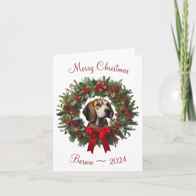 Carte de voeux de Noël Joyeux Beagle personnalisé (Devant)