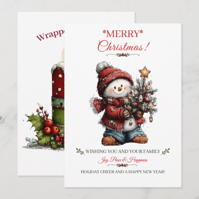 Carte de vœux de Noël Joyeux Noël (Devant / Derrière)