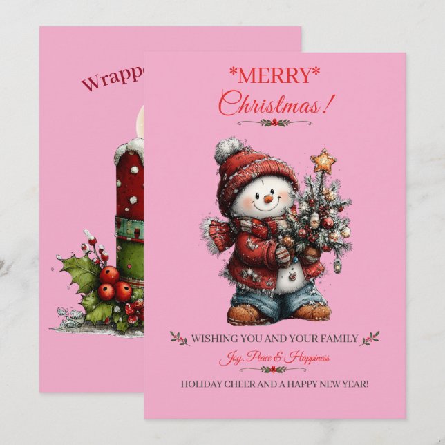 Carte de vœux de Noël Joyeux Noël (Devant / Derrière)