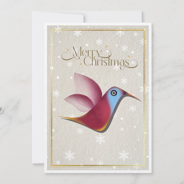 Carte de vœux de Noël "Joyeux Noël" Colibri Élégan (Devant)
