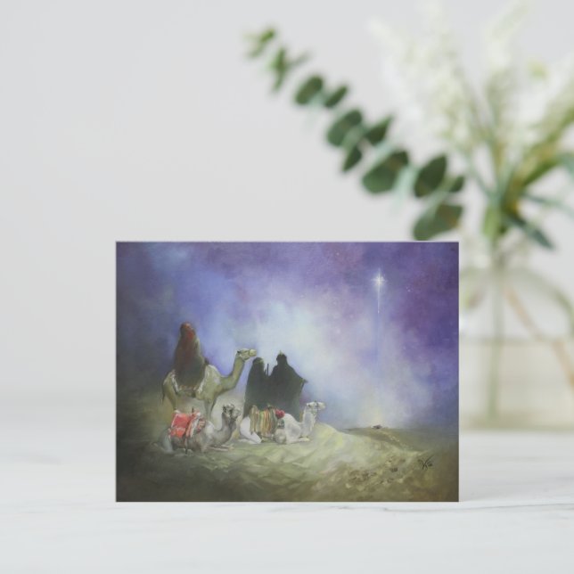 Carte de vœux de Noël Le voyage des Mages (Debout devant)