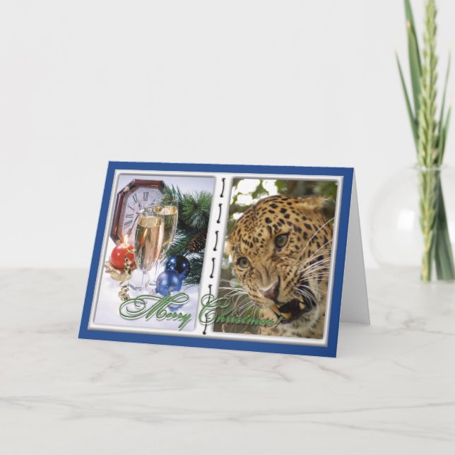 Carte de voeux de Noël Leopard (Devant)
