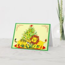 Carte de vœux de Noël Lion & Tiger Amour