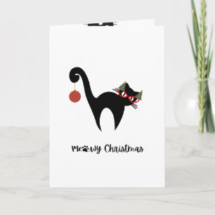 Carte de voeux de Noël Meowy Chat Noir