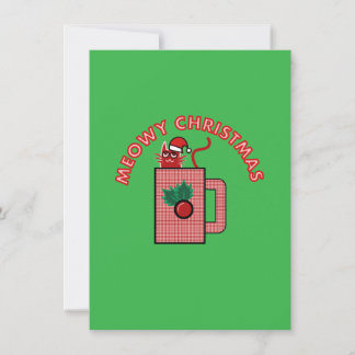 Carte de vœux de Noël MEOWY Verte