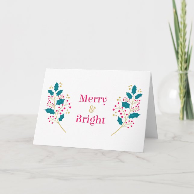 Carte de vœux de Noël Merry & Bright (Devant)