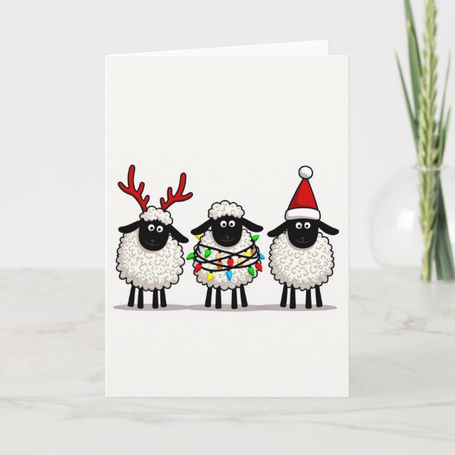 Carte de vœux de Noël mignonne avec des moutons (Devant)