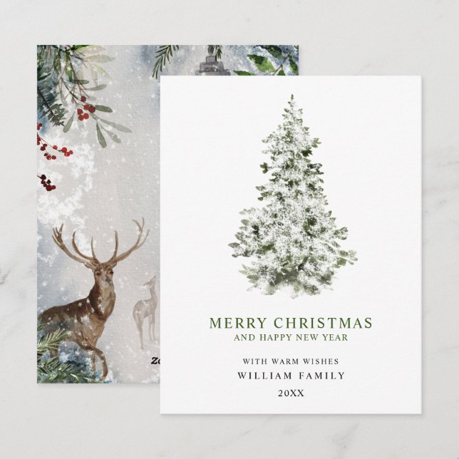 Carte de vœux de Noël minimaleiste Joyeux Noël (Devant / Derrière)