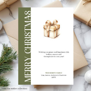 Carte de vœux de Noël minimaliste en vert doré ten