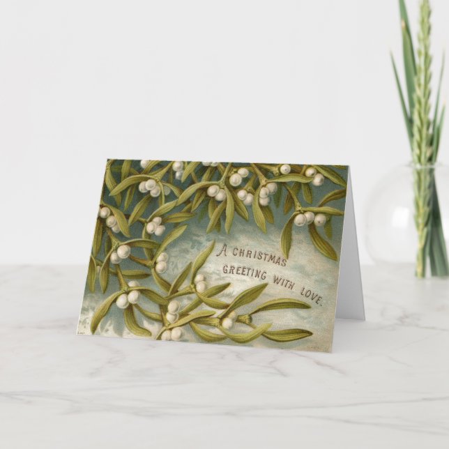 Carte de voeux de Noël Mistletoe Vintage (Devant)