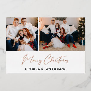Carte de vœux de Noël moderne à deux photos