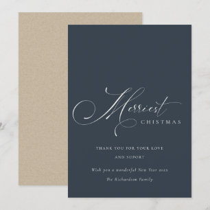 Carte de vœux de Noël Navy Grey Script