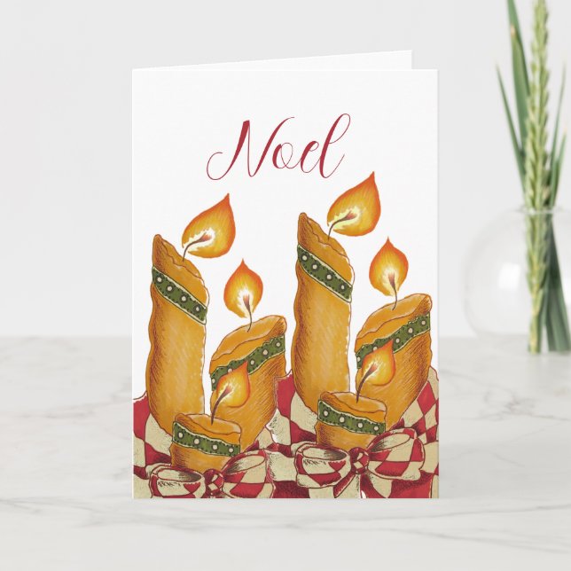 Carte de vœux de Noël "Noel" avec bougie (Devant)