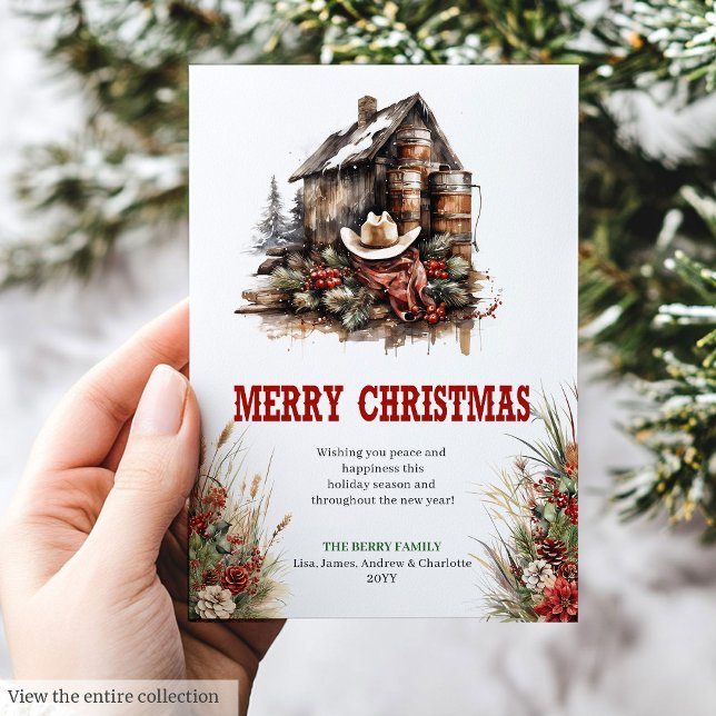 Carte de vœux de Noël numérique savane rustique (Rustic savanna Christmas greeting card digital

)