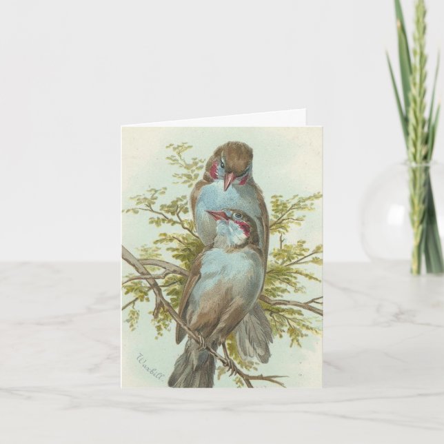 Carte de vœux de Noël Oiseaux Vintage (Devant)
