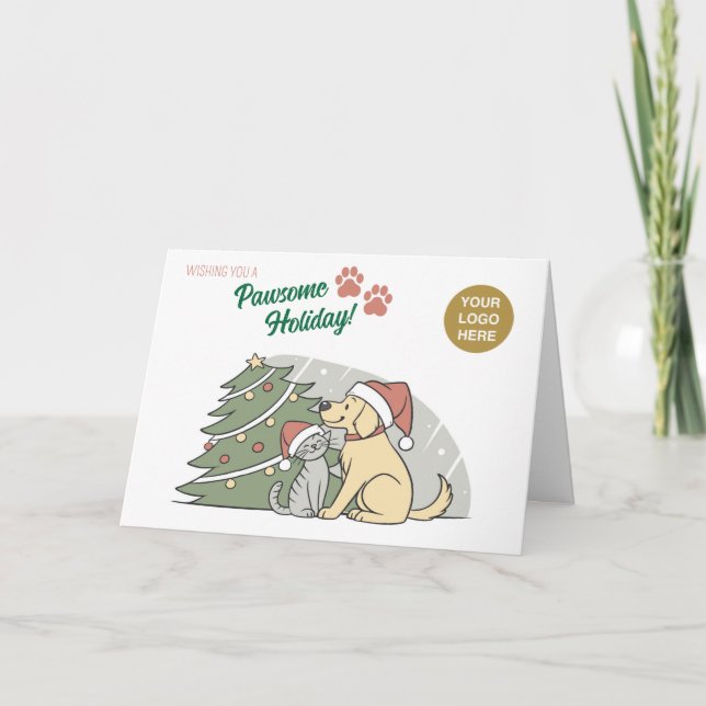 Carte de vœux de Noël Paws & Joy Pet Care (Devant)