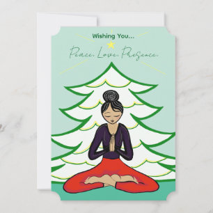 Carte de vœux de Noël Peaceful Yogi au pied d'un s