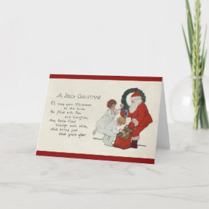 Carte de voeux de Noël Père Noël et Enfants vintag