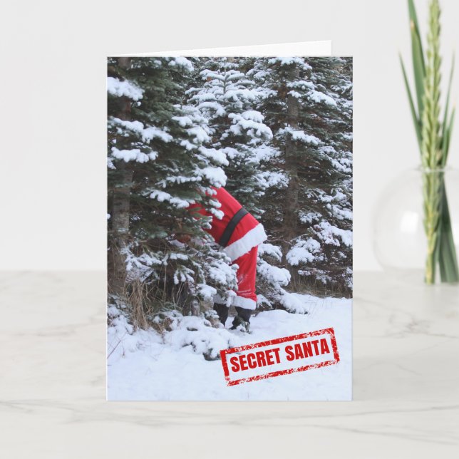 Carte de voeux de Noël Père Noël Secret amusant ! (Devant)