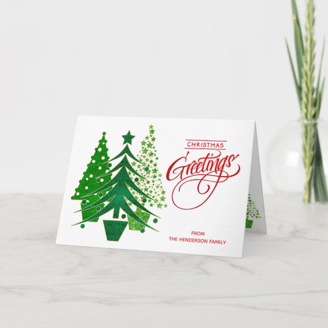 Carte de voeux de Noël personnalisée avec arbres (Devant)