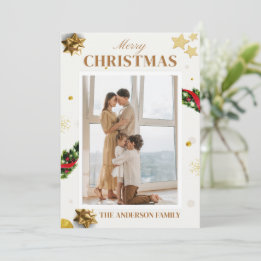 Carte de vœux de Noël photo classique or
