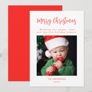 Carte de vœux de Noël photo de famille rouge Joyeu