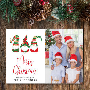 Carte de vœux de Noël photo Gnomes Joyeux Noël