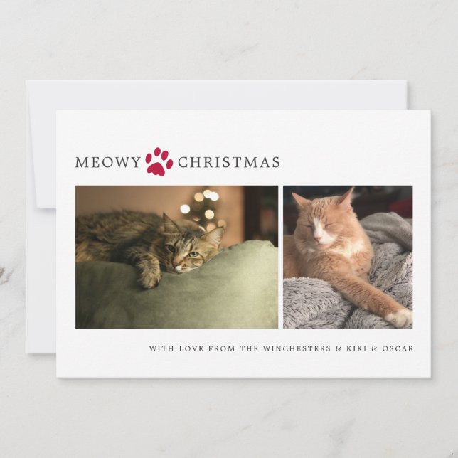 Carte de vœux de Noël photo Meowy Christmas (Devant)