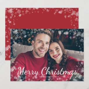 Carte de vœux de Noël photo Merry Christmas enneig