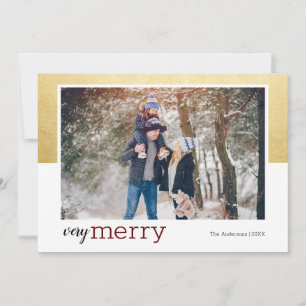 Carte de vœux de Noël photo très joyeuse en or