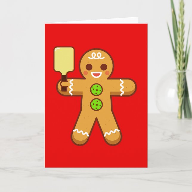 Carte de vœux de Noël Pickleball : Gingerbreadman (Devant)