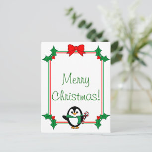 Carte de vœux de Noël Pingouin