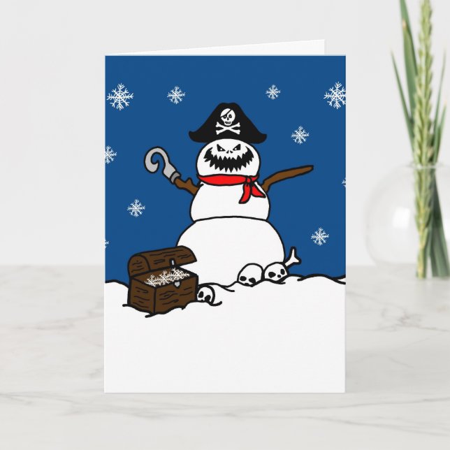 Carte de voeux de Noël Pirate Snowman (Devant)