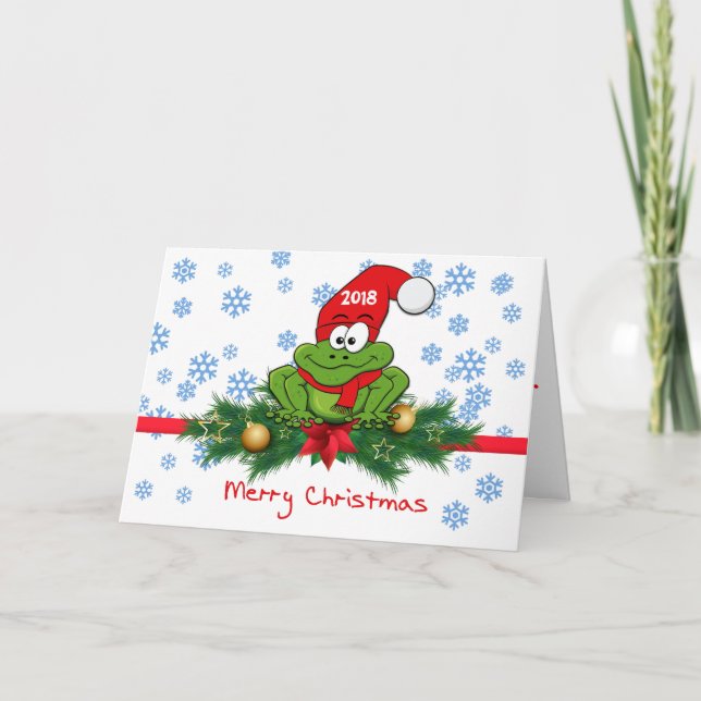 Carte de vœux de Noël pliée en forme de grenouille (Devant)