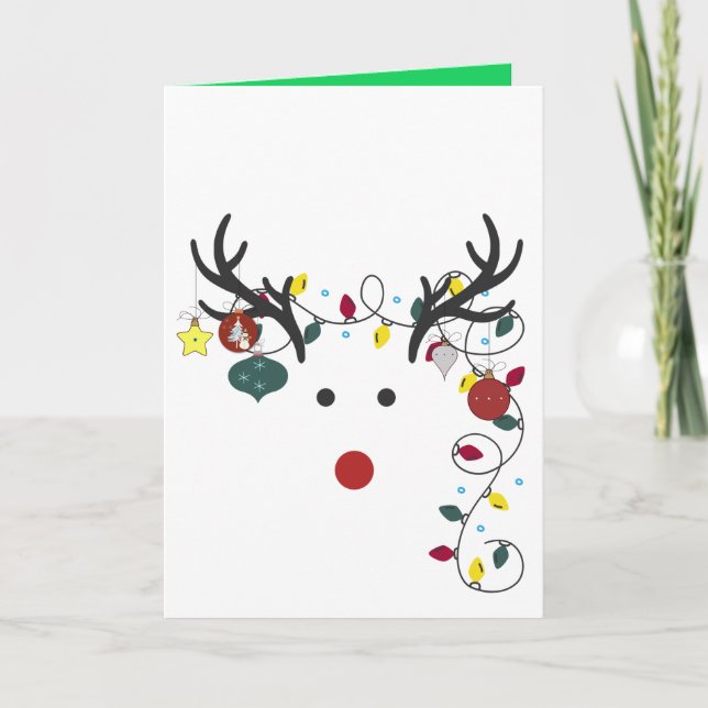 Carte de voeux de Noël pliée "Rudolph All Done Up" (Devant)