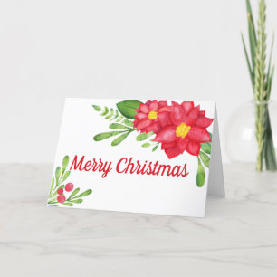Carte de voeux de Noël Poinsettia couleur d'eau