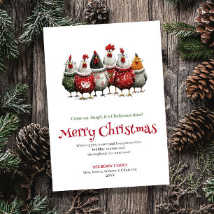 Carte de vœux de Noël Poules Fantaisistes Modernes