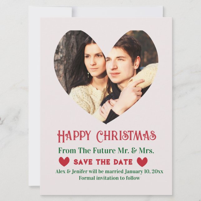 Carte de vœux de Noël pour annoncer un mariage en  (Devant)