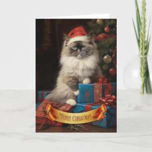 Carte de voeux de Noël pour chat Ragdoll